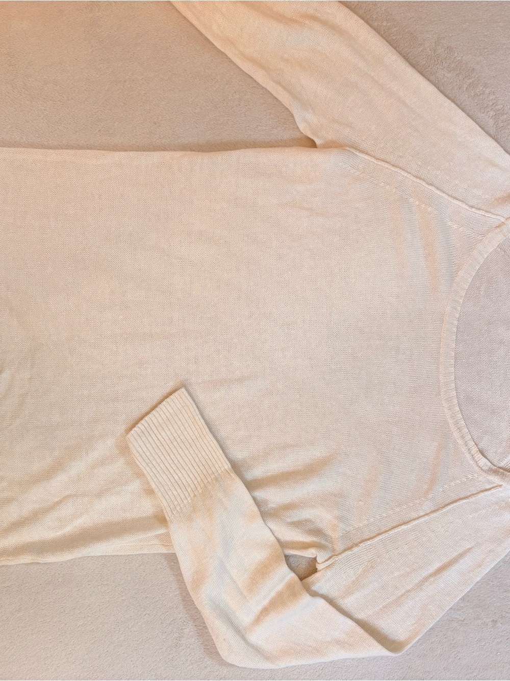 J. Crew Ivory Linen Scoop Neck Sweater Sz M - Picture 7 of 10
